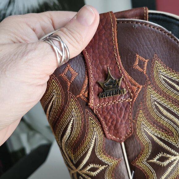 NEW WOMANS CHEYENNE LEATHER WESTERN RODEO COWBOY BOOTS SZ 9 - Picture 8 of 13